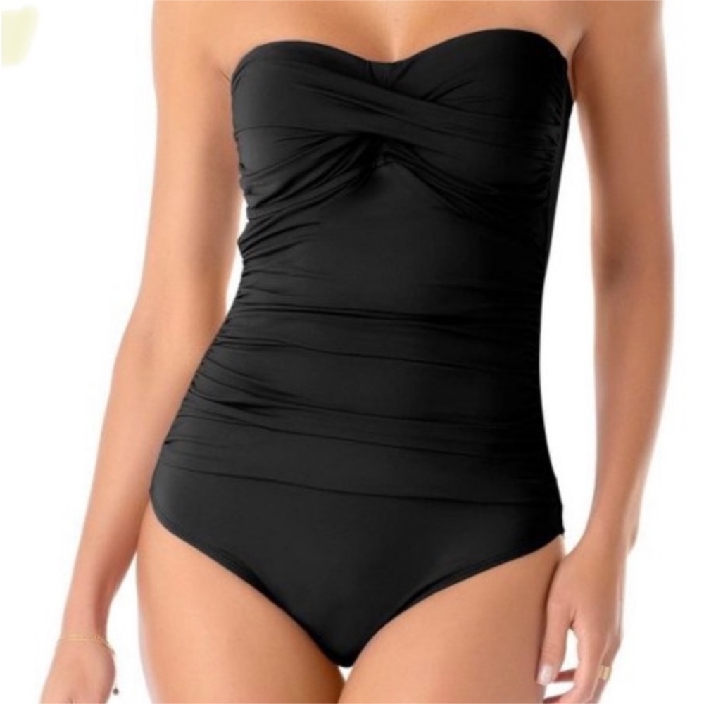 Anne Cole Classic 1-piece beach summer vacation stretch twist chest NWT size 12 - Picture 2 of 16